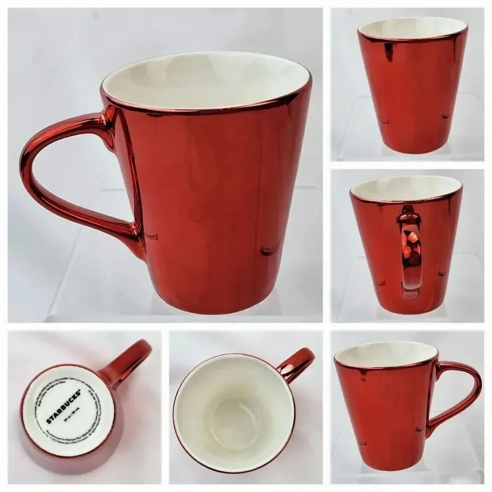 🔹️NWT Starbucks Metallic Red Espresso 3oz Cup & Saucer Set
